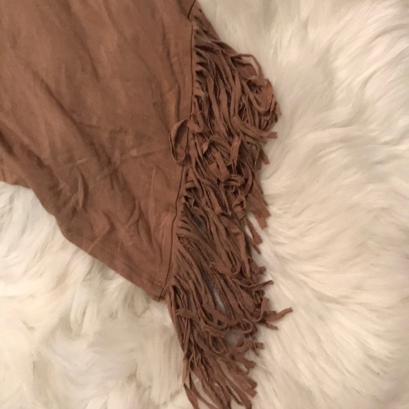 Zac & Rachel long sleeve tan fringe top size M - Picture 4 of 6